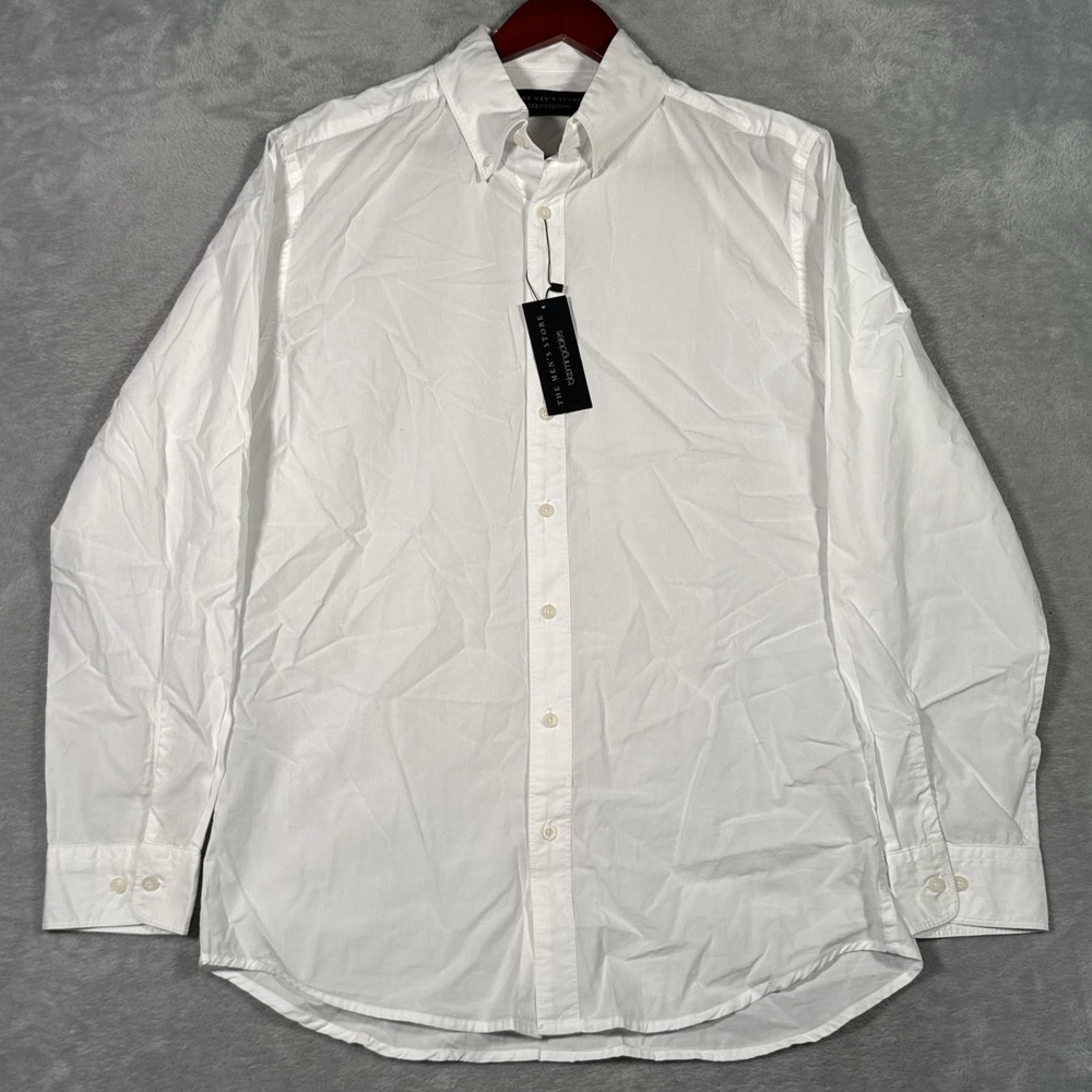 The Men's Store Bloomingdale's Shirt Mens L White Regular Fit Cotton Dress LS